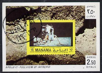 Manama 1970 Space Flight imperf m/sheet showing Apollo 12 stamp cto used, Mi BL 75