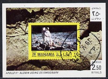 Manama 1970 Space Flight imperf m/sheet showing Apollo 11 stamp cto used, Mi BL 76