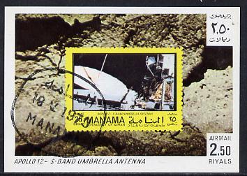 Manama 1970 Space Flight imperf m/sheet showing Apollo 12 stamp cto used, Mi BL 77