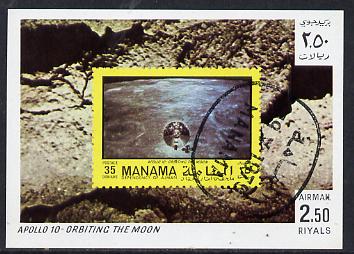 Manama 1970 Space Flight imperf m/sheet showing Apollo 10 stamp cto used, Mi BL 79