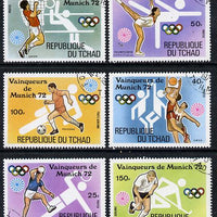 Chad 1972 Munich Olympic Winners (background symbol of main design) set of 6 cto used