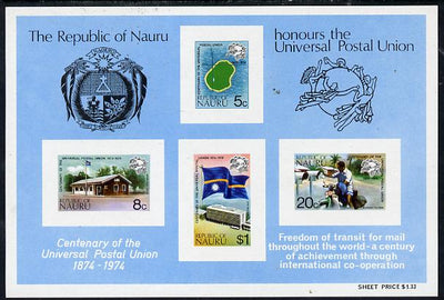 Nauru 1974 UPU Centenary imperf m/sheet unmounted mint, SG MS 126