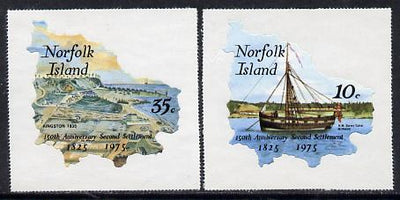 Norfolk Island 1975 Anniversary of Second Settlement self-adhesive set of 2 in shape of Map, SG 163-64 unmounted mint*