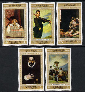 Yemen - Republic 1967 Paintings (Spanish Masters gold borders) perf set of 5 unmounted mint, Mi 602-606A