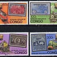 Congo 1979 Rowland Hill set of 4 cto used (Trains & Stamp on Stamp) SG 670-73*