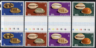 Tuvalu 1980 Cowrie Shells perf set of 4 unmounted mint gutter pairs, SG 139-42