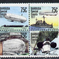 Barbuda 1977 75th Anniversary of Navigable Airships 75c se-tenant block of 4 unmounted mint from Special Events set, SG 363a