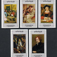 Yemen - Republic 1967 Paintings (Flemish Masters silver borders) imperf set of 5 unmounted mint, Mi 587-91B