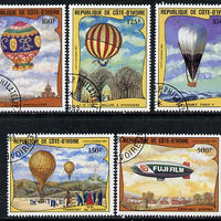Ivory Coast 1983 Bicentenary of Manned Flight set of 5 cto used, SG 760-64