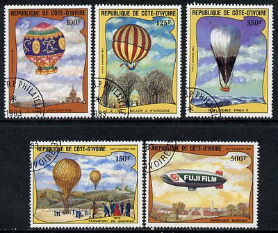 Ivory Coast 1983 Bicentenary of Manned Flight set of 5 cto used, SG 760-64