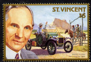 St Vincent 1987 Centenary of Motoring the unissued $5 value showing Henry Ford facing right see note after MS 1089*