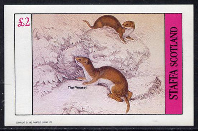 Staffa 1982 Animals (Weasel) imperf deluxe sheet (£2 value) unmounted mint