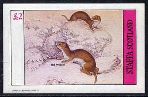Staffa 1982 Animals (Weasel) imperf deluxe sheet (£2 value) unmounted mint
