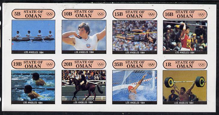 Oman 1984 Los Angeles Olympic Games complete imperf,set of 8 values (5b to 1R) unmounted mint