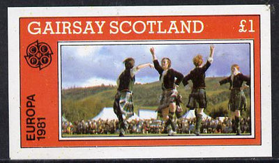 Gairsay 1981 EUROPA (Scottish Dancers) imperf souvenir sheet (£1 value) unmounted mint