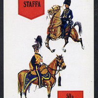 Staffa 1974 Military Uniforms (On Horse-back) imperf souvenir sheet (50p value) unmounted mint