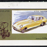 Nagaland 1972 Cars #1 (E-Type Jaguar) imperf souvenir sheet (1.25ch value) unmounted mint