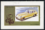 Nagaland 1972 Cars #1 (E-Type Jaguar) imperf souvenir sheet (1.25ch value) unmounted mint