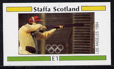 Staffa 1984 Los Angeles Olympic Games (Shooting) imperf souvenir sheet (£1 value) unmounted mint