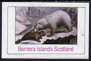 Bernera 1982 Animals (Bear attacking Seal) imperf deluxe sheet (£2 value) unmounted mint
