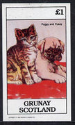 Grunay 1982 Children's Animals (Puggy & Pussy) imperf souvenir sheet (£1 value)