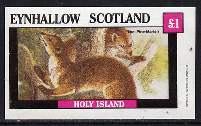 Eynhallow 1982 Animals #05 (Pine Marten) imperf souvenir sheet (£1 value) unmounted mint