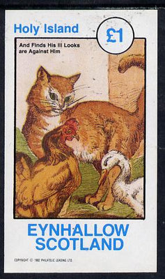 Eynhallow 1982 Pets From fairy Tales (Cat & Chicken) imperf souvenir sheet (£1 value) unmounted mint