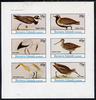 Bernera 1982 Waders (Dotterel, Snipe, Heron etc) imperf set of 6 values (15p to 75p) unmounted mint