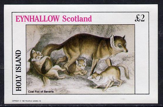 Eynhallow 1982 Animals #07 (Coal Fox) imperf deluxe sheet (£2 value) unmounted mint
