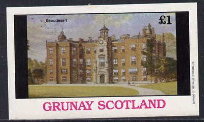 Grunay 1982 Stately Homes (Beaudesert) imperf souvenir sheet (£1 value) unmounted mint