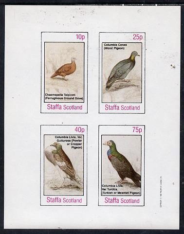 Staffa 1982 Pigeons #01 imperf,set of 4 values (10p to 75p) unmounted mint