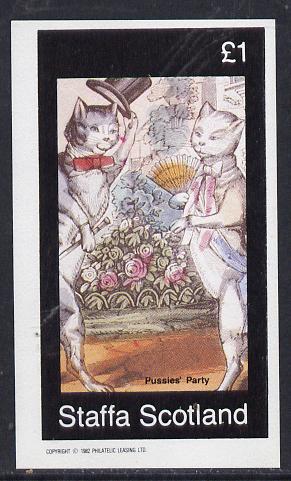 Staffa 1982 Cats From fairy Tales (Pussies' Party) imperf souvenir sheet (£1 value) unmounted mint