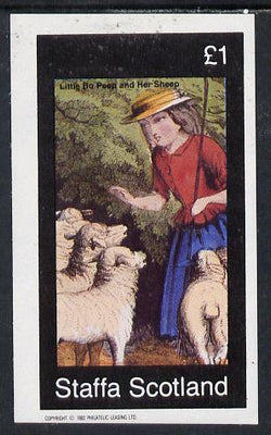 Staffa 1982 Fairy Tales (Little Bo Peep #2) imperf souvenir sheet (£1 value) unmounted mint