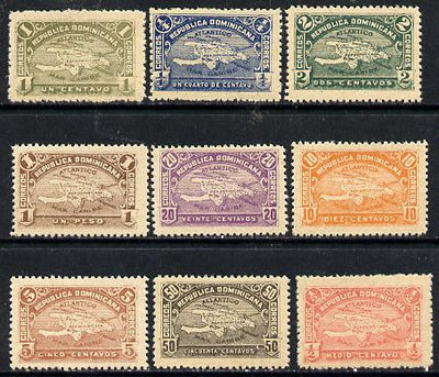 Dominican Republic 1900 Map of Hispaniola complete set of 9 Forgeries unmounted mint