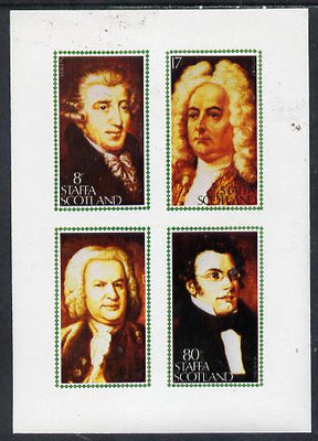 Staffa 1980 Composers (Haydn, Handel, Schubert & Bach) imperf set of 4 values (8p to 80p) unmounted mint