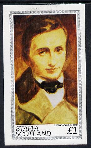 Staffa 1980 Composers (Offenbach) imperf souvenir sheet (£1 value) unmounted mint