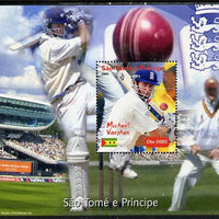 St Thomas & Prince Islands 2004 Cricket - Michael Vaughan perf souvenir sheet unmounted mint. Note this item is privately produced and is offered purely on its thematic appeal