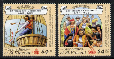 St Vincent - Grenadines 1988 Columbus $4 & $4.50 from Explorers set of 8 unmounted mint SG 570-71.