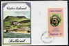 Calve Island 1985 Life & Times of HM Queen Mother imperf souvenir sheet (£1 value) with Girl Guide 75th Anniversary opt in black, on cover with first day cancel