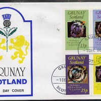 Grunay 1985 Life & Times of HM Queen Mother perf set of 4 with Girl Guide 75th Anniversary opt in black, on cover with first day cancel