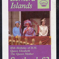 Bernera 1985 Life & Times of HM Queen Mother imperf deluxe sheet (£2 value) with Girl Guide 75th Anniversary opt in red unmounted mint