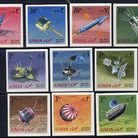Ajman 1968 Satellites & Spacecraft imperf set of 10 (Mi 257-66B) unmounted mint