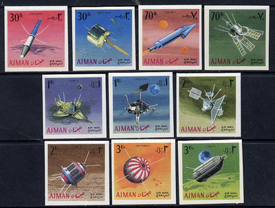 Ajman 1968 Satellites & Spacecraft imperf set of 10 (Mi 257-66B) unmounted mint