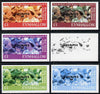 Eynhallow 1986 Queen's 60th Birthday imperf souvenir sheet (£1 value with Cub-Scouts in crowd) with AMERIPEX opt in black set of 6 progressive proofs comprising single & composite combinations incl completed design unmounted mint