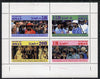 Oman 1986 Queen's 60th Birthday perf set of 4 with AMERIPEX opt in black (1R value shows Cub-Scouts in crowd) unmounted mint