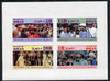 Oman 1986 Queen's 60th Birthday imperf set of 4 with AMERIPEX opt in black (1R value shows Cub-Scouts in crowd) unmounted mint