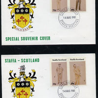 Staffa 1981 Golfers perf set of 4 values on two covers with first day cancels