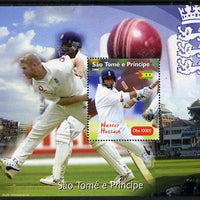 St Thomas & Prince Islands 2004 Cricket - Nasser Hussain perf souvenir sheet unmounted mint. Note this item is privately produced and is offered purely on its thematic appeal