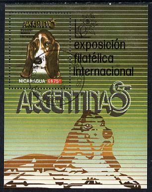 Nicaragua 1985 'Argentina 85' Stamp Exhibition (Basset-Hound) m/sheet cto used, SG MS 2683