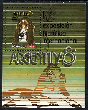 Nicaragua 1985 'Argentina 85' Stamp Exhibition (Basset-Hound) m/sheet cto used, SG MS 2683